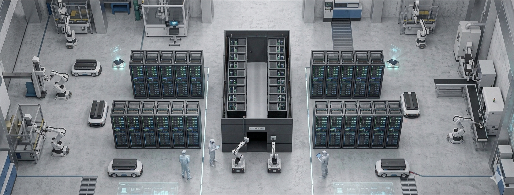Data Pod internal high-density racking with servers